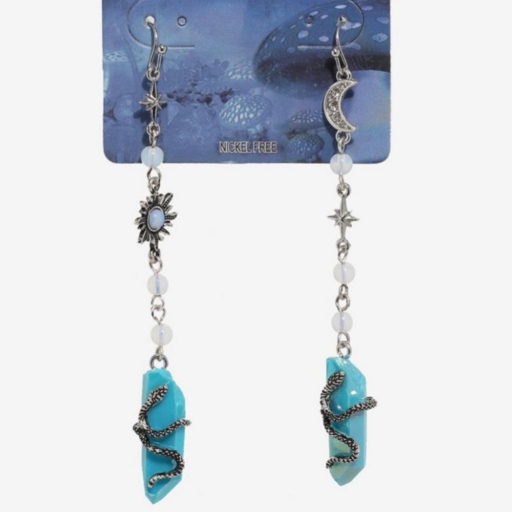 Snake Celestial Faux Crystal Mismatched Earrings Hot Topic Witchy